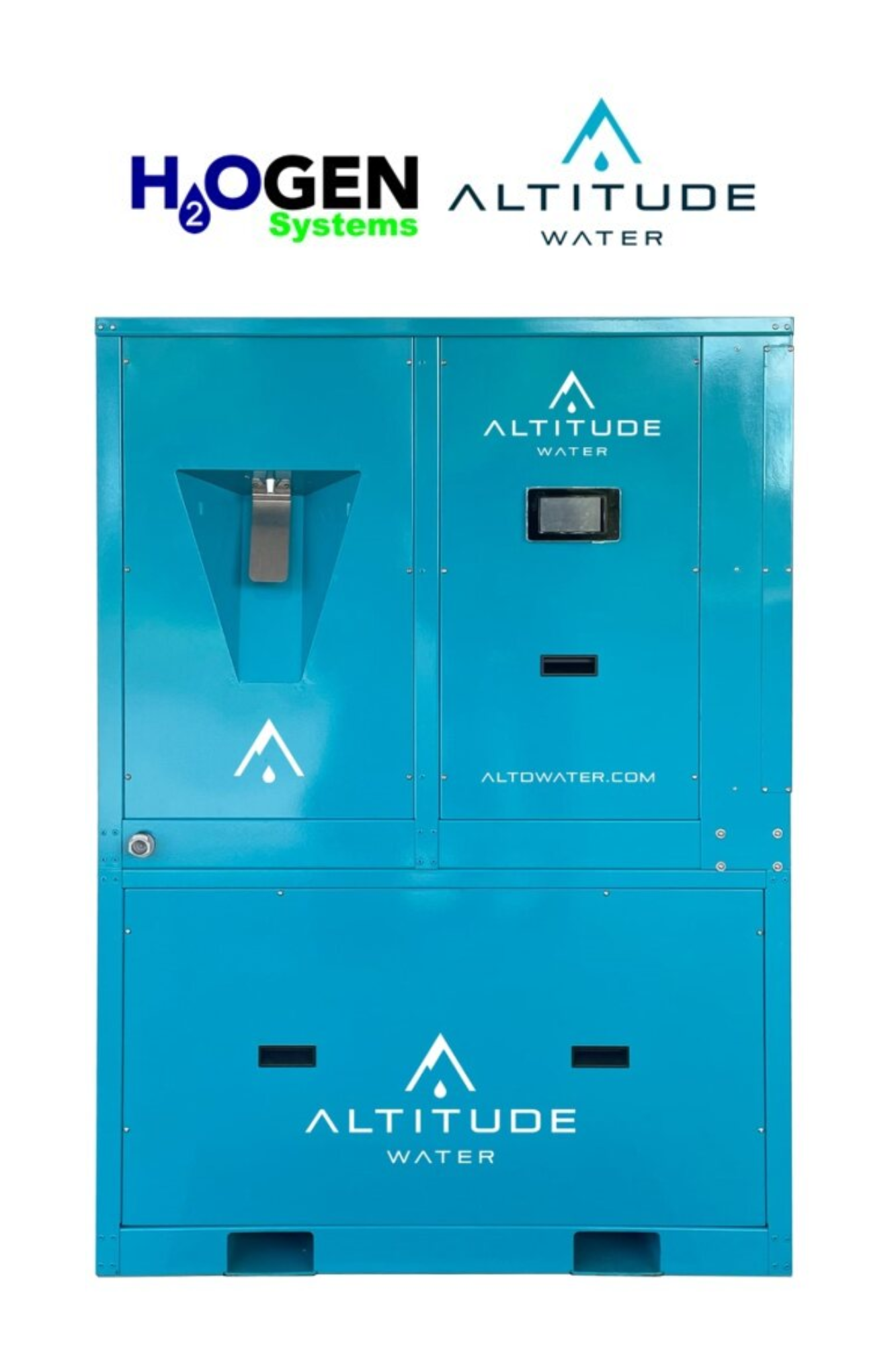 Hogen Systems and Altitude Water joint logo with an image of an Atmospheric Water Generator (AWG)
